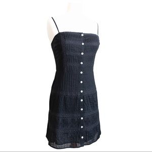 Pintuck Black Reformation Button Mini Dress Small